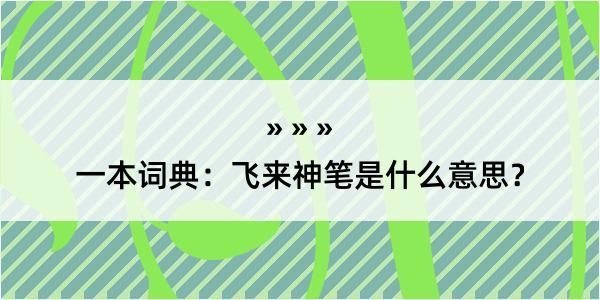 一本词典：飞来神笔是什么意思？