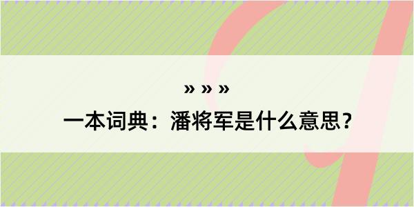 一本词典：潘将军是什么意思？