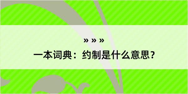 一本词典：约制是什么意思？