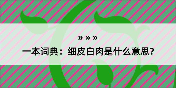 一本词典：细皮白肉是什么意思？