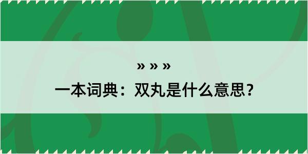 一本词典：双丸是什么意思？