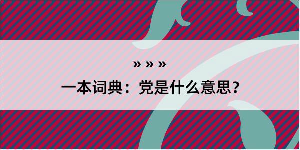 一本词典：党是什么意思？