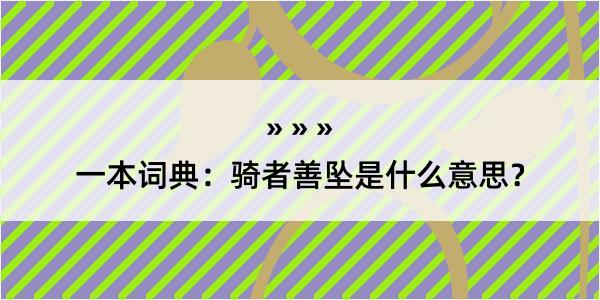 一本词典：骑者善坠是什么意思？