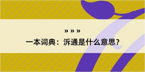 一本词典：泝通是什么意思？