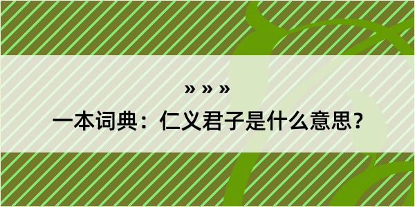 一本词典：仁义君子是什么意思？