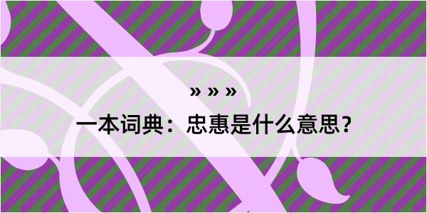 一本词典：忠惠是什么意思？