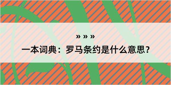 一本词典：罗马条约是什么意思？