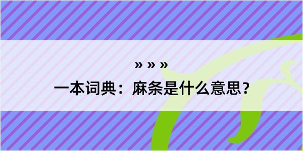 一本词典：麻条是什么意思？