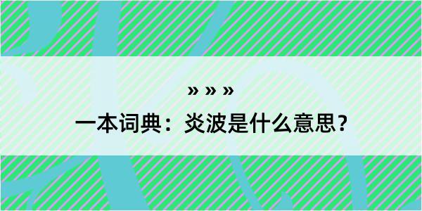 一本词典：炎波是什么意思？