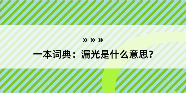 一本词典：漏光是什么意思？