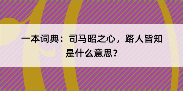 一本词典：司马昭之心，路人皆知是什么意思？