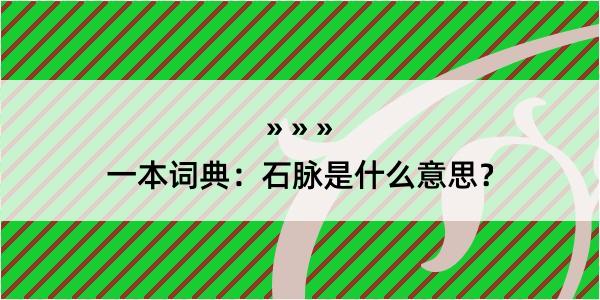 一本词典：石脉是什么意思？