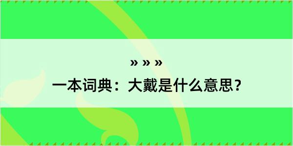 一本词典：大戴是什么意思？