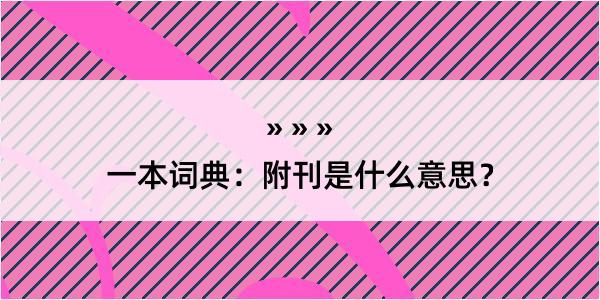 一本词典：附刊是什么意思？