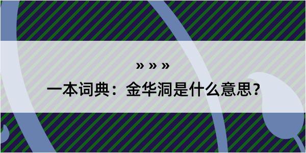 一本词典：金华洞是什么意思？