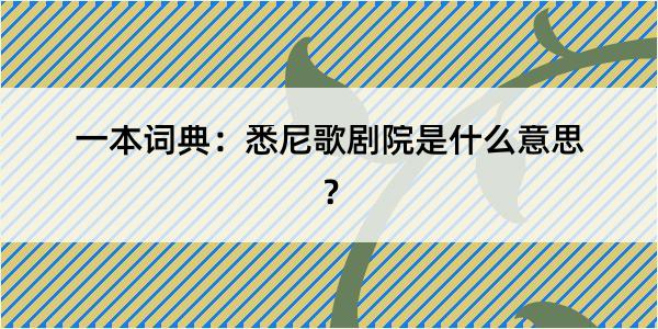 一本词典：悉尼歌剧院是什么意思？