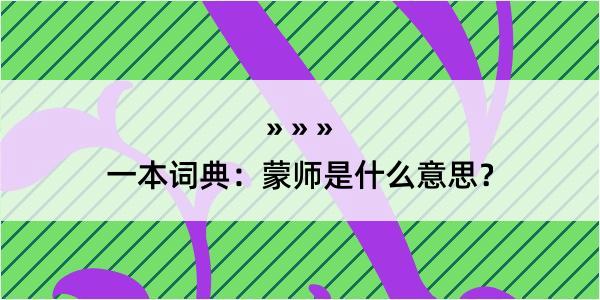 一本词典：蒙师是什么意思？