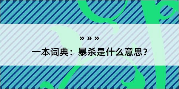 一本词典：暴杀是什么意思？