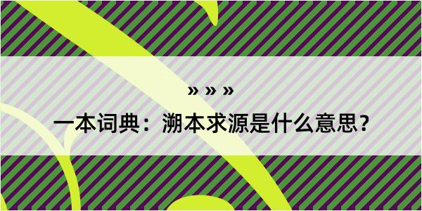 一本词典：溯本求源是什么意思？