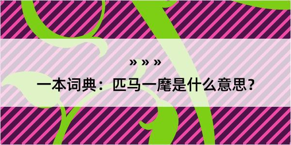 一本词典：匹马一麾是什么意思？