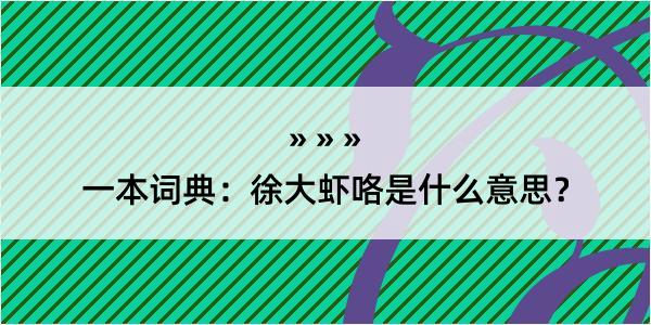 一本词典：徐大虾咯是什么意思？