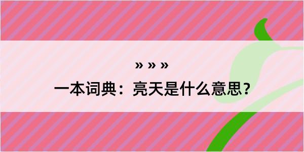 一本词典：亮天是什么意思？