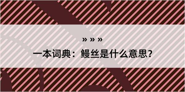 一本词典：鳗丝是什么意思？