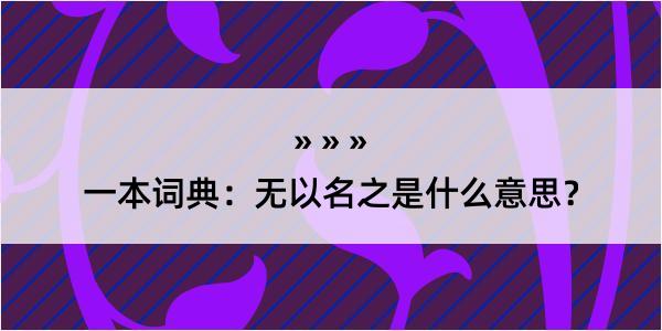 一本词典：无以名之是什么意思？