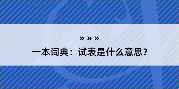 一本词典：试表是什么意思？