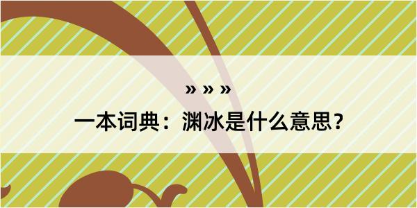 一本词典：渊冰是什么意思？