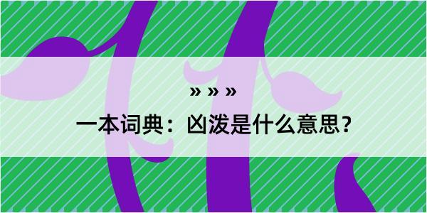 一本词典：凶泼是什么意思？