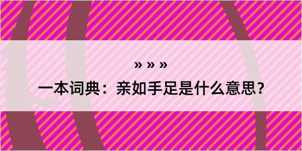 一本词典：亲如手足是什么意思？