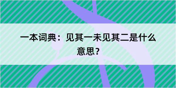 一本词典：见其一未见其二是什么意思？