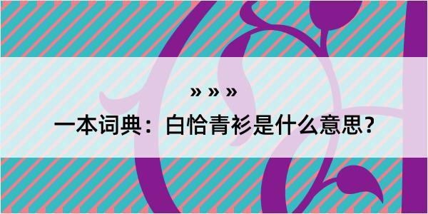 一本词典：白恰青衫是什么意思？