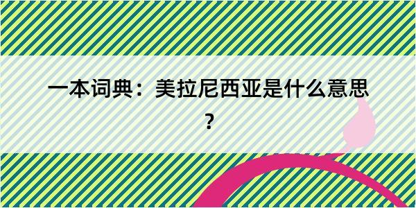 一本词典：美拉尼西亚是什么意思？