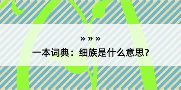 一本词典：细族是什么意思？