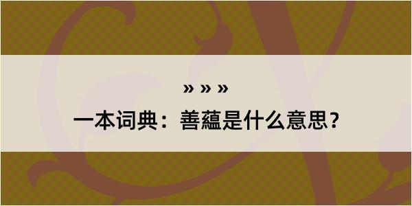 一本词典：善藴是什么意思？