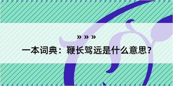 一本词典：鞭长驾远是什么意思？