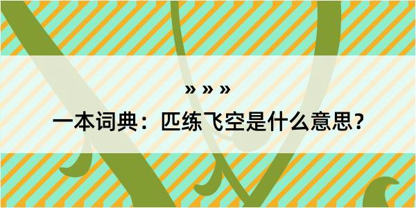 一本词典：匹练飞空是什么意思？