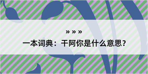 一本词典：干阿你是什么意思？