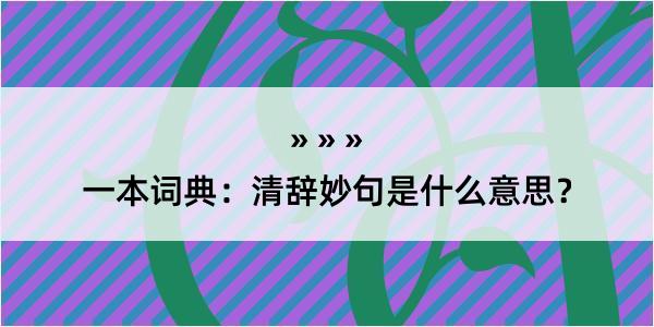 一本词典：清辞妙句是什么意思？