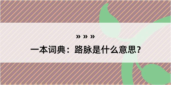 一本词典：路脉是什么意思？