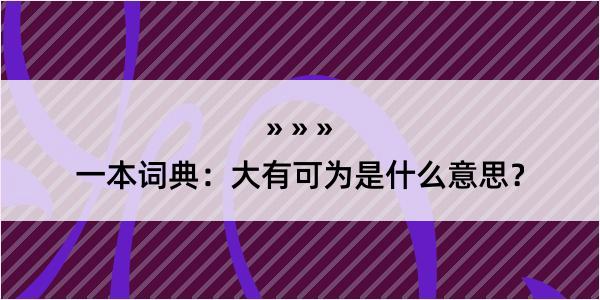 一本词典：大有可为是什么意思？