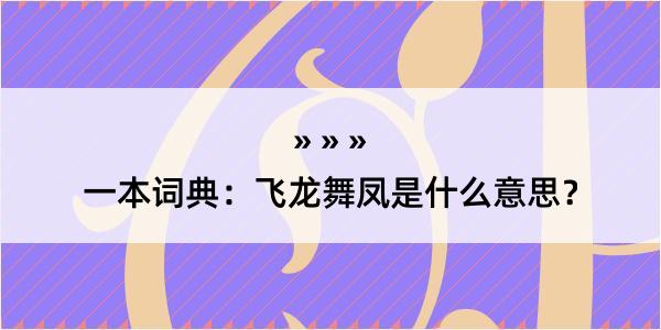 一本词典：飞龙舞凤是什么意思？