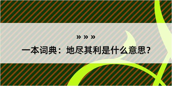 一本词典：地尽其利是什么意思？