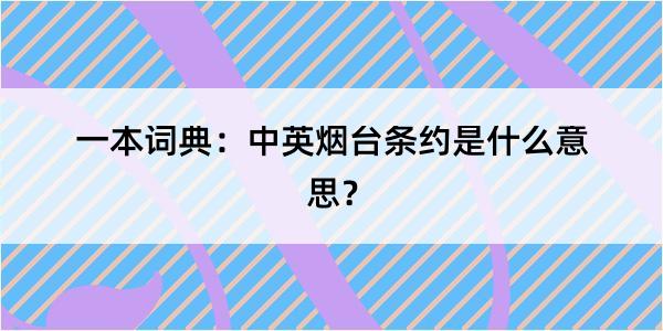 一本词典：中英烟台条约是什么意思？