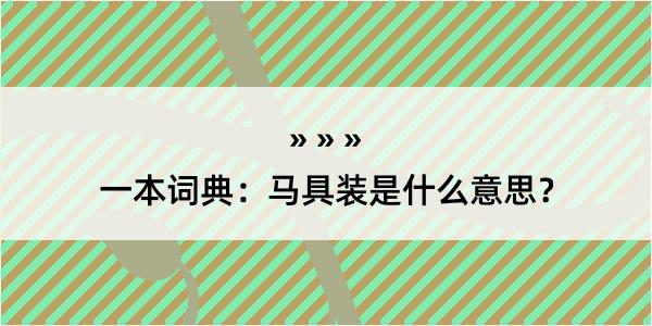 一本词典：马具装是什么意思？