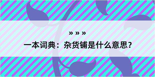 一本词典：杂货铺是什么意思？