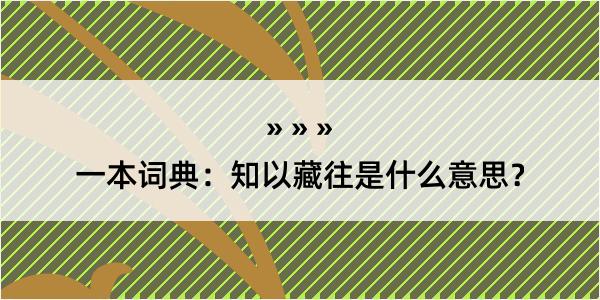 一本词典：知以藏往是什么意思？