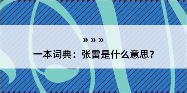 一本词典：张雷是什么意思？